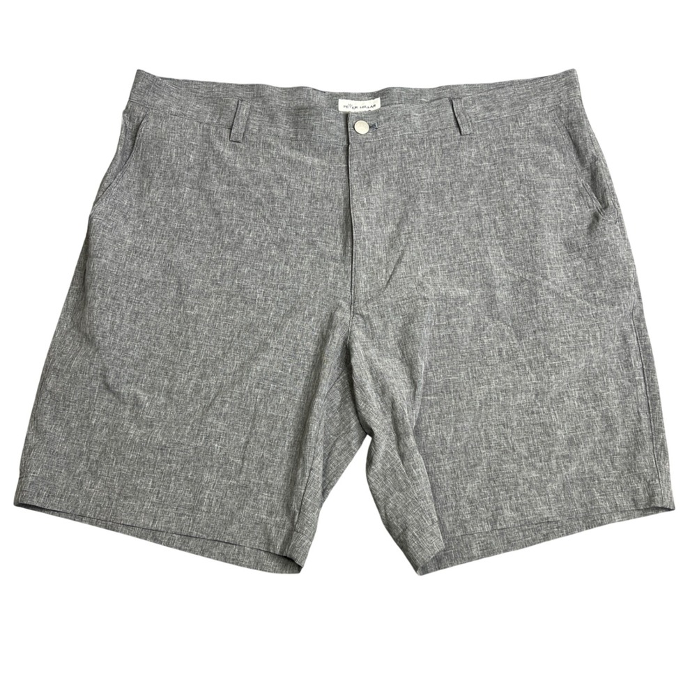 Peter Millar Mens Sz 40 Grey Performance Golf Shorts Stretch Flat Front Heather